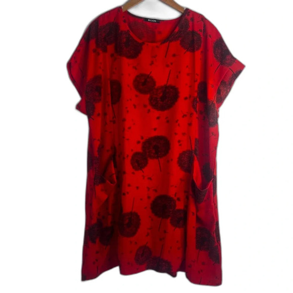 Beckon Style Red Dandelion Shirt Dress Size XXL - Picture 7 of 7